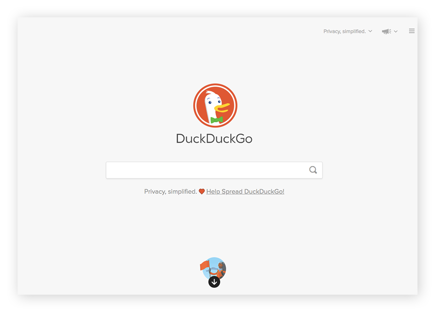 DuckDuckGo暗网搜索引擎的主页。